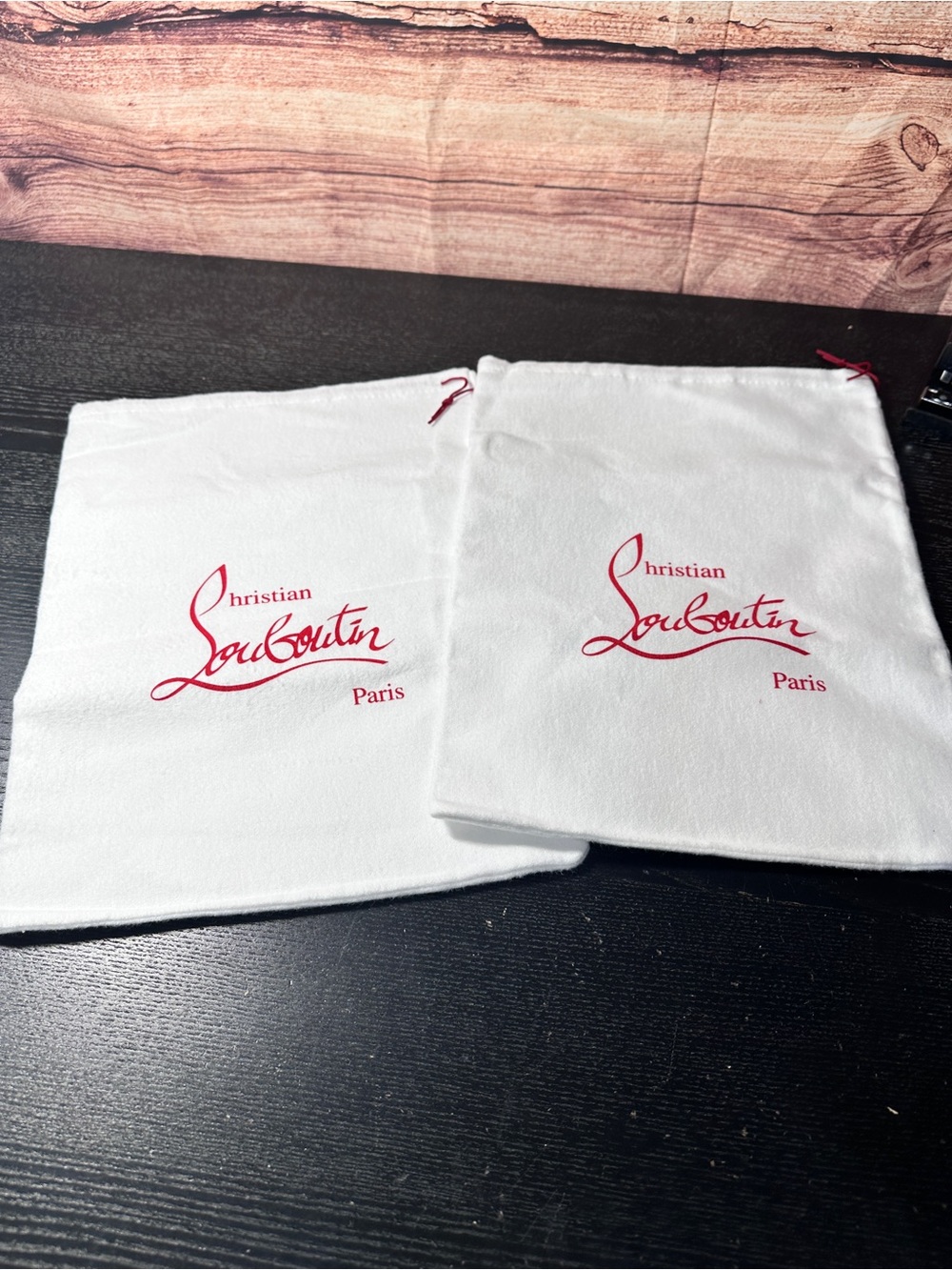 (2) Christian Louboutin white cotton dust bags With Drawstring Closure 12x15